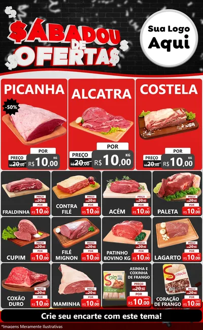 Modelo de Encarte para Encarte Grande com o tema Sabadou de Ofertas para Açougue