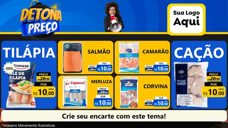 Modelo de TV para TV Horizontal com o tema Detona Preços para Peixaria