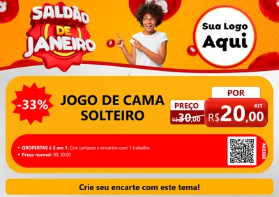 Modelo de Cartaz para Cartaz A4 Horizontal com o tema Saldão de Janeiro para Cama, Mesa e Banho