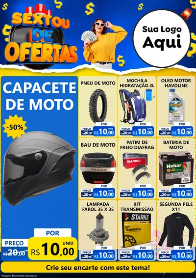 Modelo de Encarte para Encarte A4 Vertical com o tema Sextou de Ofertas para Moto peças