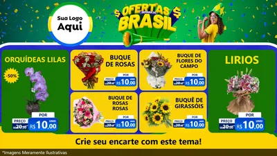 Modelo de TV para TV Horizontal com o tema Ofertas Semana do Brasil para Floricultura e jardim