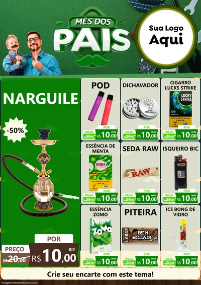 Modelo de Encarte para Encarte A4 Vertical com o tema Mês dos Pais para Tabacaria