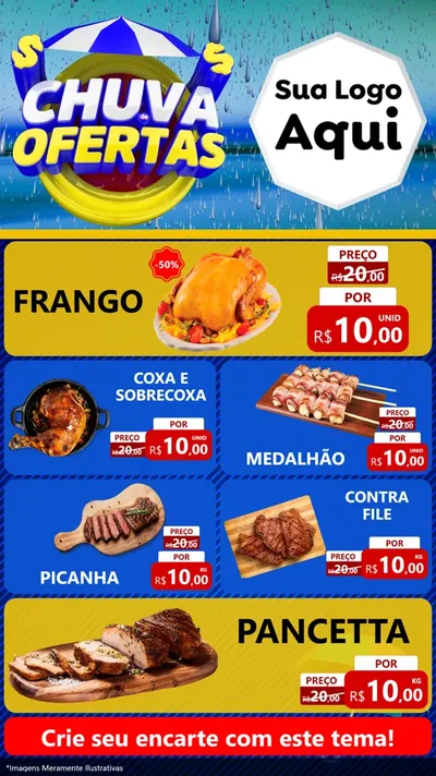 Modelo de TV para TV Vertical com o tema Chuva de Ofertas para Assados