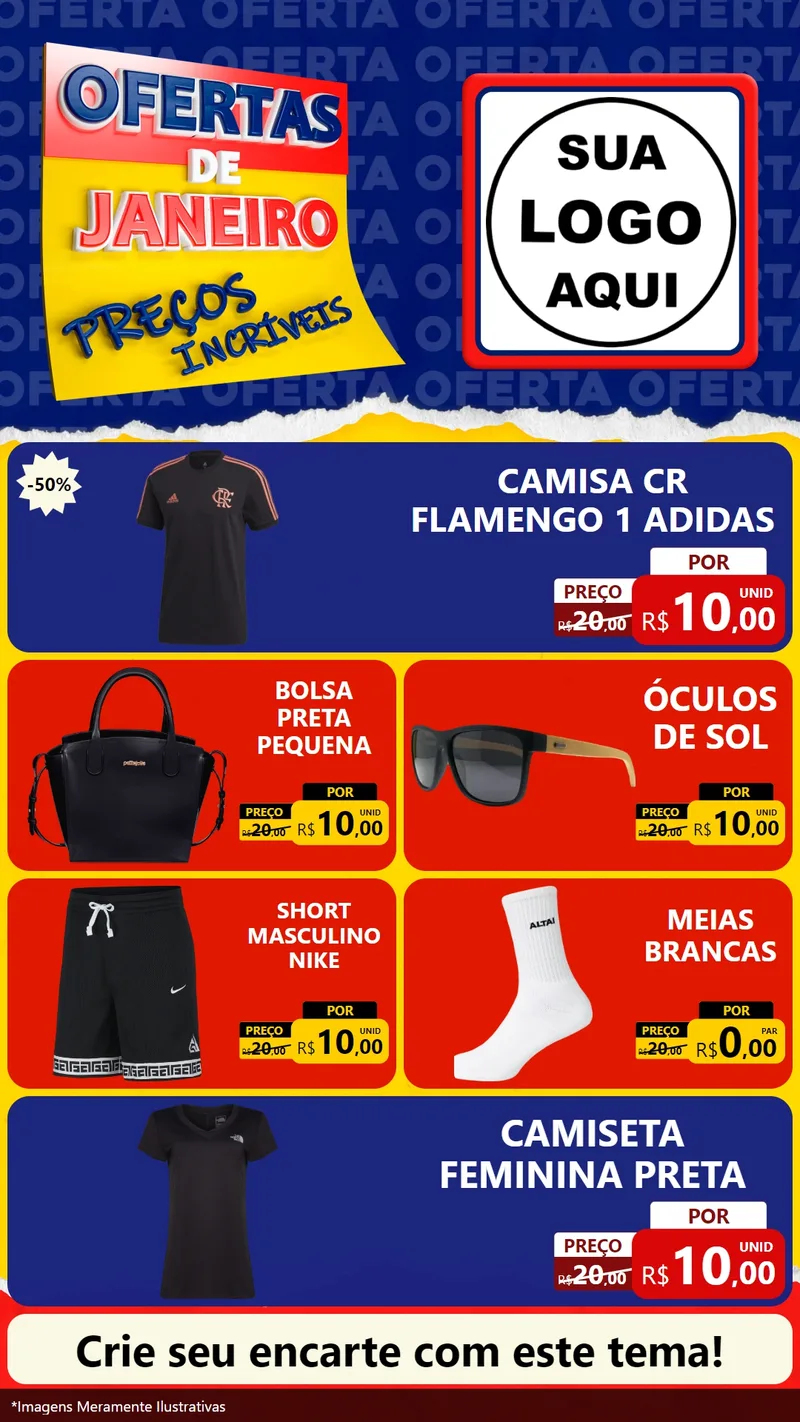 Modelo de TV para TV Vertical com o tema Ofertas de Janeiro - Preços Incríveis para Roupas e acessórios