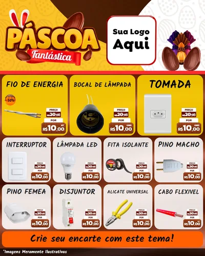 Modelo de Rede Social para Feed Instagram com o tema Páscoa Fantástica para Materiais Elétricos