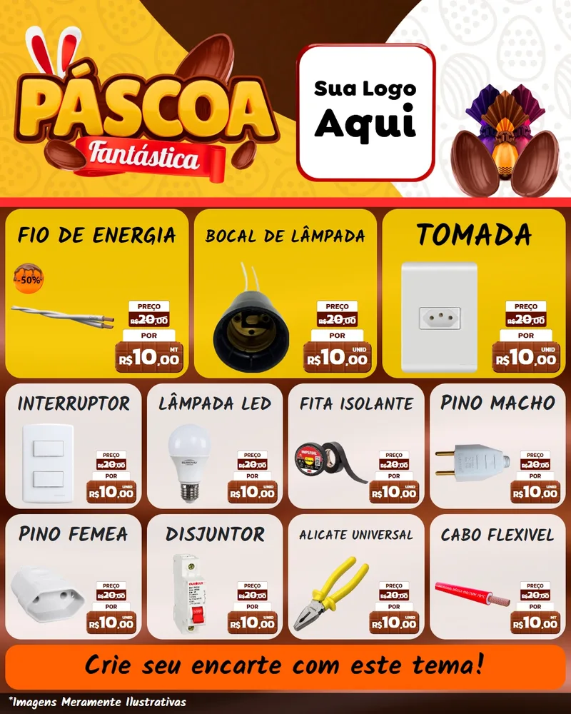 Modelo de Rede Social para Feed Instagram com o tema Páscoa Fantástica para Materiais Elétricos