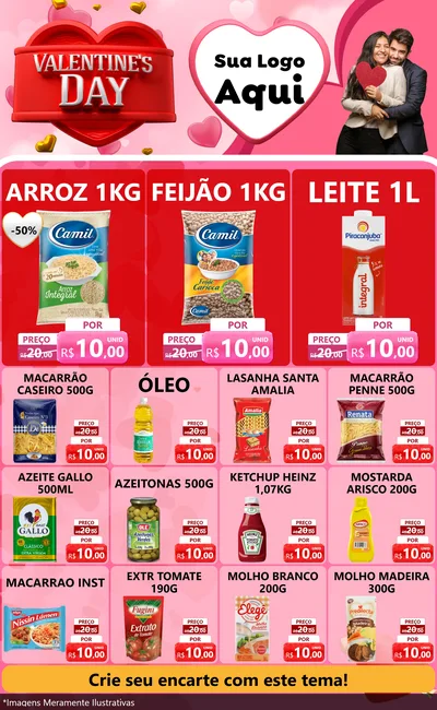 Modelo de Encarte para Encarte Grande com o tema Valentine's Day para Supermercado