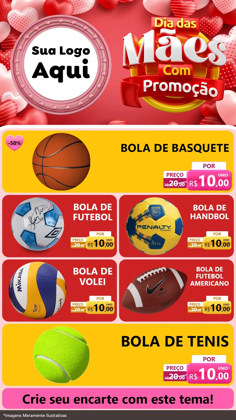Modelo de TV para TV Vertical com o tema Dia Das Mães Com Promoção para Artigos Esportivos