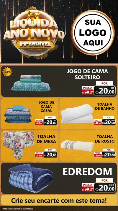 Modelo de TV para TV Vertical com o tema Liquida Ano Novo Imperdível para Cama, Mesa e Banho