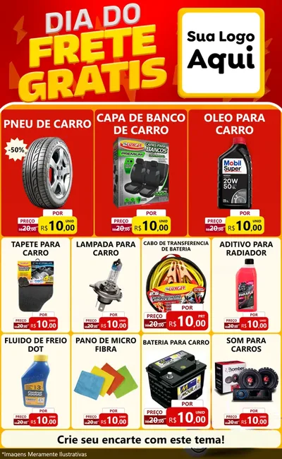 Modelo de Encarte para Encarte Grande com o tema Dia do Frete Grátis para Auto peças
