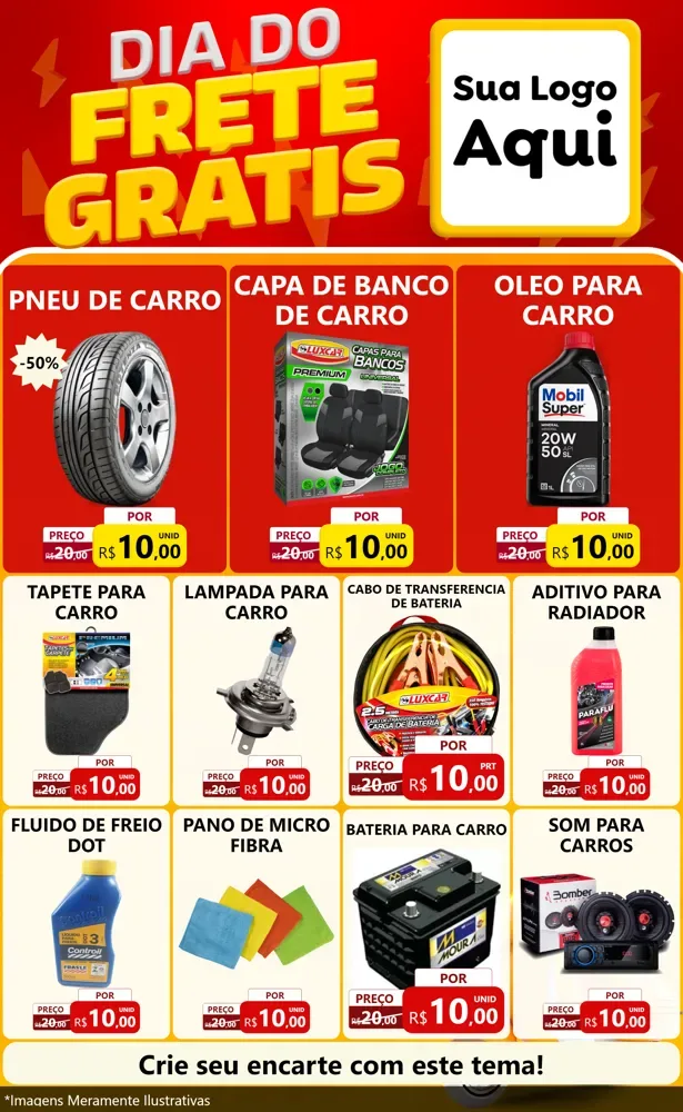 Modelo de Encarte para Encarte Grande com o tema Dia do Frete Grátis para Auto peças