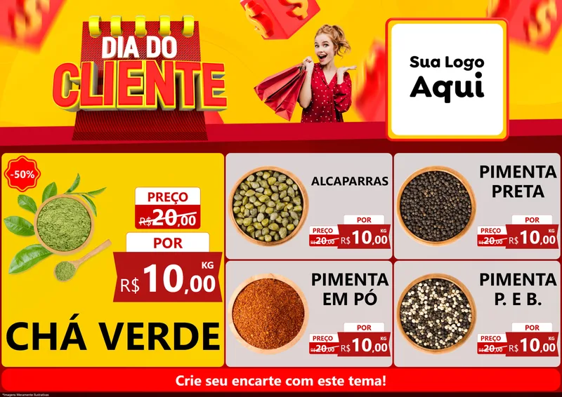 Modelo de Encarte para Encarte A4 Horizontal com o tema Dia do Cliente para Produtos Naturais