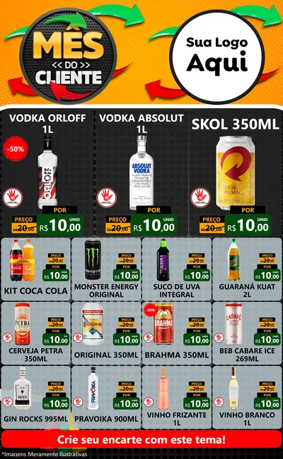 Modelo de Encarte para Encarte Grande com o tema Mês do Cliente para Distribuidora de bebidas