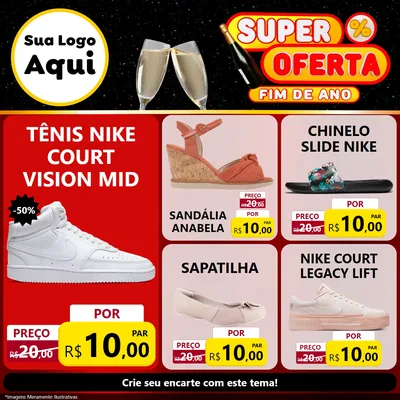 Modelo de Rede Social para Feed Facebook com o tema Super Oferta Fim de Ano para Calçados