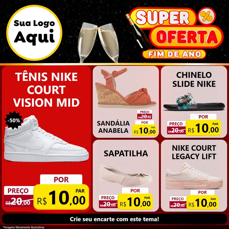 Modelo de Rede Social para Feed Facebook com o tema Super Oferta Fim de Ano para Calçados