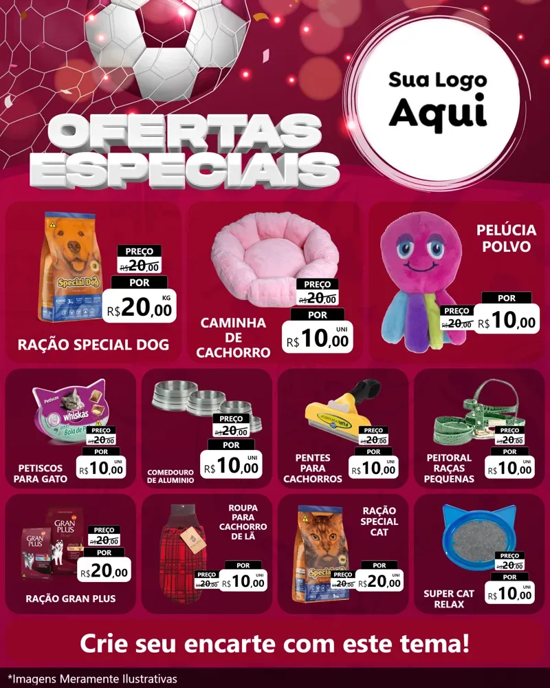 Modelo de Rede Social para Feed Instagram com o tema Ofertas Especiais - Futebol para Pet Shop