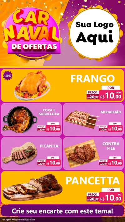 Modelo de TV para TV Vertical com o tema Carnaval de Ofertas para Assados
