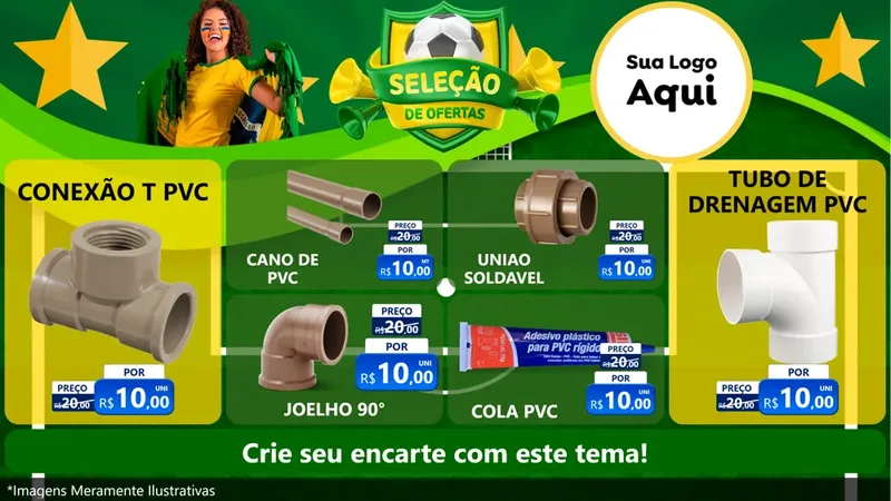Modelo de TV para TV Horizontal com o tema Seleção de Ofertas - Copa para Tubos e conexões