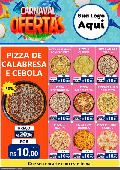 Modelo de Encarte para Encarte A4 Vertical com o tema Carnaval de Ofertas para Pizzaria