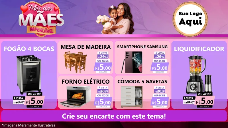 Modelo de TV para TV Horizontal com o tema Mês das Mães Imperdível para Móveis e Eletro