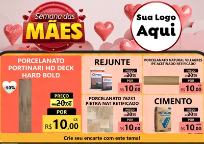 Modelo de Encarte para Encarte A4 Horizontal com o tema Semana das Mães para Pisos e revestimentos