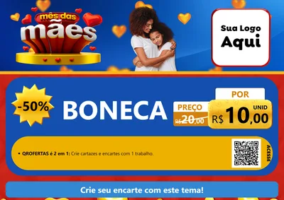 Modelo de Cartaz para Cartaz A4 Horizontal com o tema Mês das Mães para Brinquedos