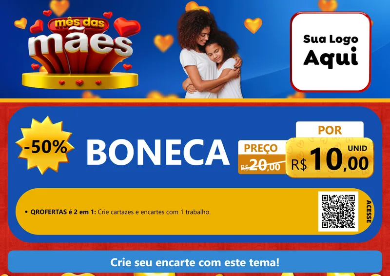 Modelo de Cartaz para Cartaz A4 Horizontal com o tema Mês das Mães para Brinquedos