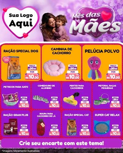 Modelo de Rede Social para Feed Instagram com o tema Mês das Mães para Pet Shop
