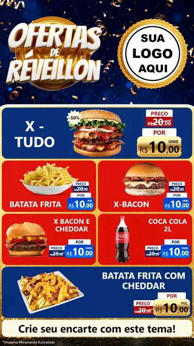Modelo de TV para TV Vertical com o tema Ofertas de Réveillon para Hamburgueria