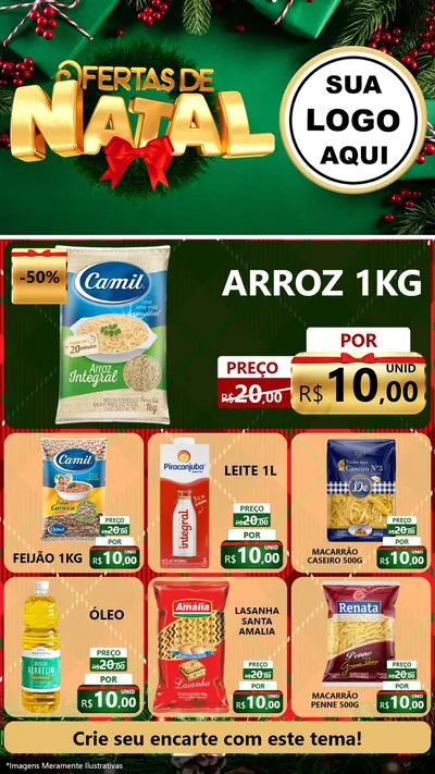 Modelo de Rede Social para Stories com o tema Ofertas de Natal para Supermercado