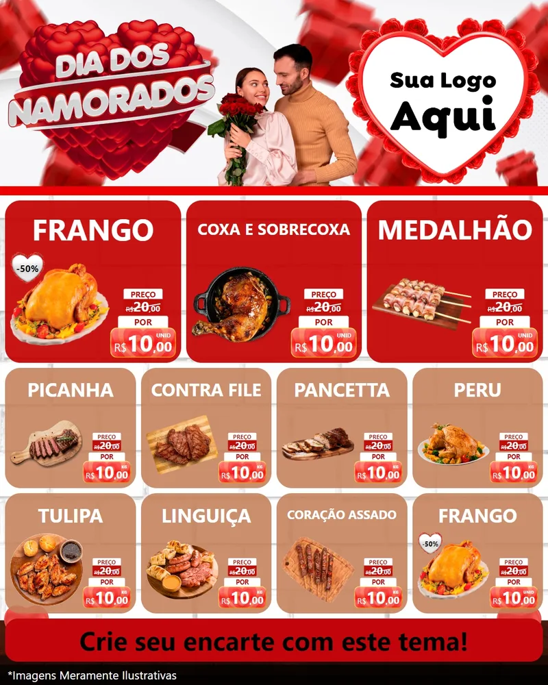 Modelo de Rede Social para Feed Instagram com o tema Dia dos Namorados para Assados