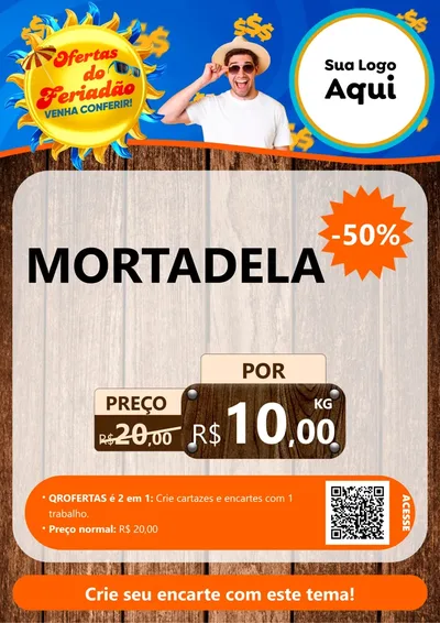 Modelo de Cartaz para Cartaz A4 Vertical com o tema Ofertas do Feriadão para Frios e Laticínios
