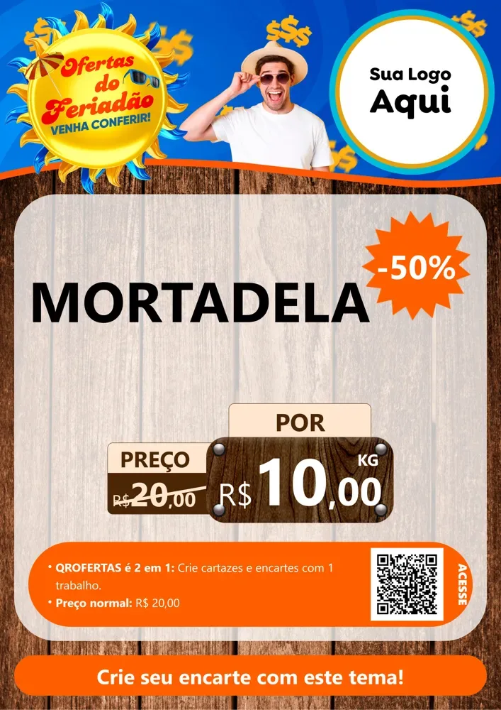 Modelo de Cartaz para Cartaz A4 Vertical com o tema Ofertas do Feriadão para Frios e Laticínios