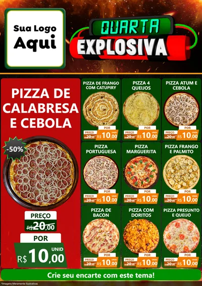 Modelo de Encarte para Encarte A4 Vertical com o tema Quarta Explosiva para Pizzaria