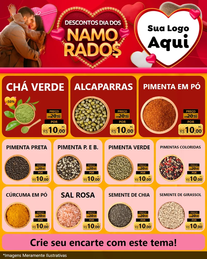 Modelo de Rede Social para Feed Instagram com o tema Descontos Dia dos Namorados para Produtos Naturais
