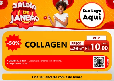 Modelo de Cartaz para Cartaz A4 Horizontal com o tema Saldão de Janeiro para Suplementos alimentares