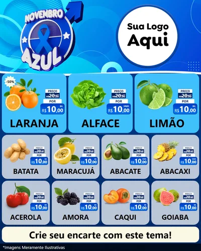 Modelo de Rede Social para Feed Instagram com o tema Novembro Azul para Hortifrúti