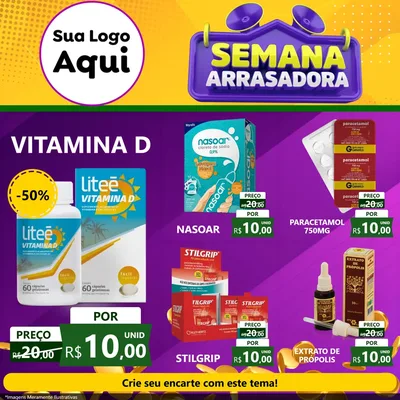 Modelo de Rede Social para Feed Facebook com o tema Semana Arrasadora para Farmácia