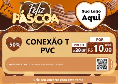 Modelo de Cartaz para Cartaz A4 Horizontal com o tema Feliz Páscoa para Tubos e conexões