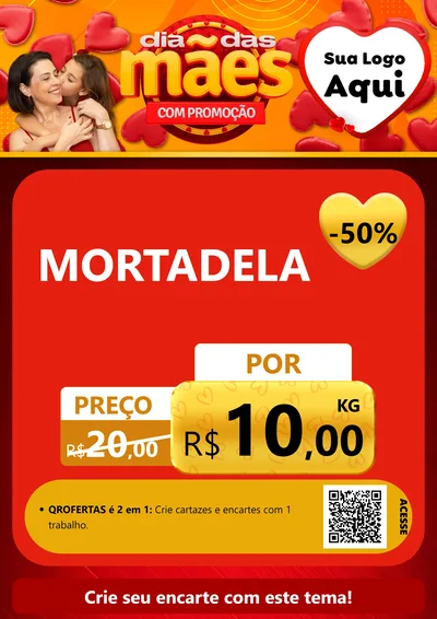Modelo de Cartaz para Cartaz A4 Vertical com o tema Dia das Mães com Promoção para Frios e Laticínios