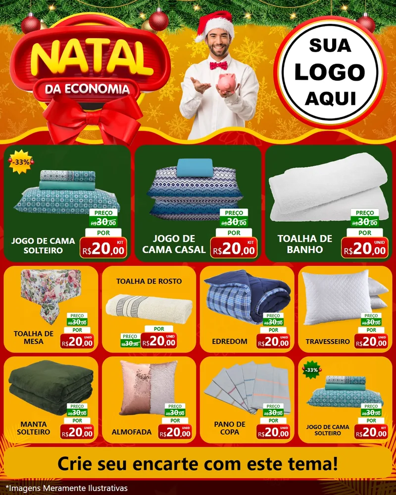 Modelo de Rede Social para Feed Instagram com o tema Natal da Economia para Cama, Mesa e Banho