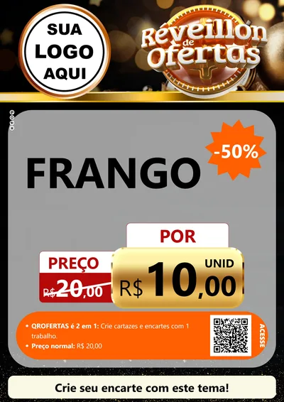 Modelo de Cartaz para Cartaz A4 Vertical com o tema Réveillon de Ofertas para Assados