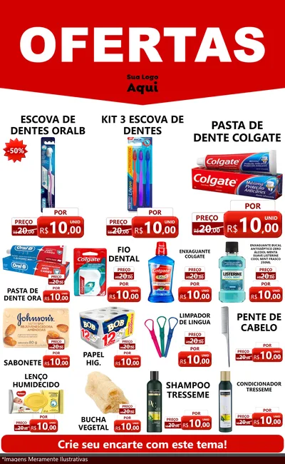 Modelo de Encarte para Encarte Grande com o tema Ofertas Vermelho Cartaz para Higiene Pessoal