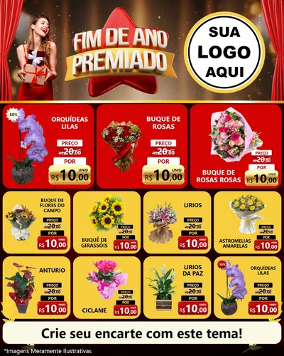 Modelo de Rede Social para Feed Instagram com o tema Fim de Ano Premiado para Floricultura e jardim