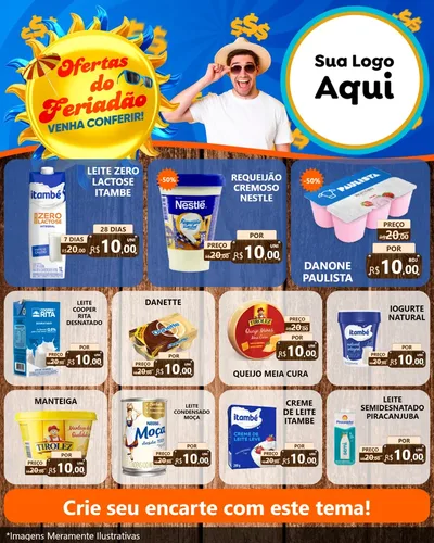 Modelo de Rede Social para Feed Instagram com o tema Ofertas do Feriadão para Frios e Laticínios