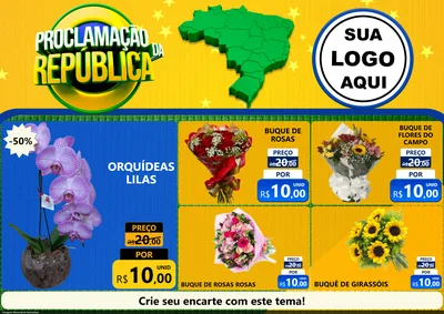 Modelo de Encarte para Encarte A4 Horizontal com o tema Proclamação da República para Floricultura e jardim