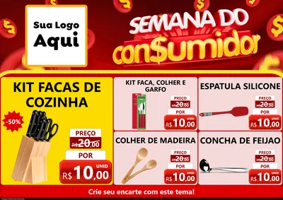 Modelo de Encarte para Encarte A4 Horizontal com o tema Semana do Consumidor para Utilidades Domésticas