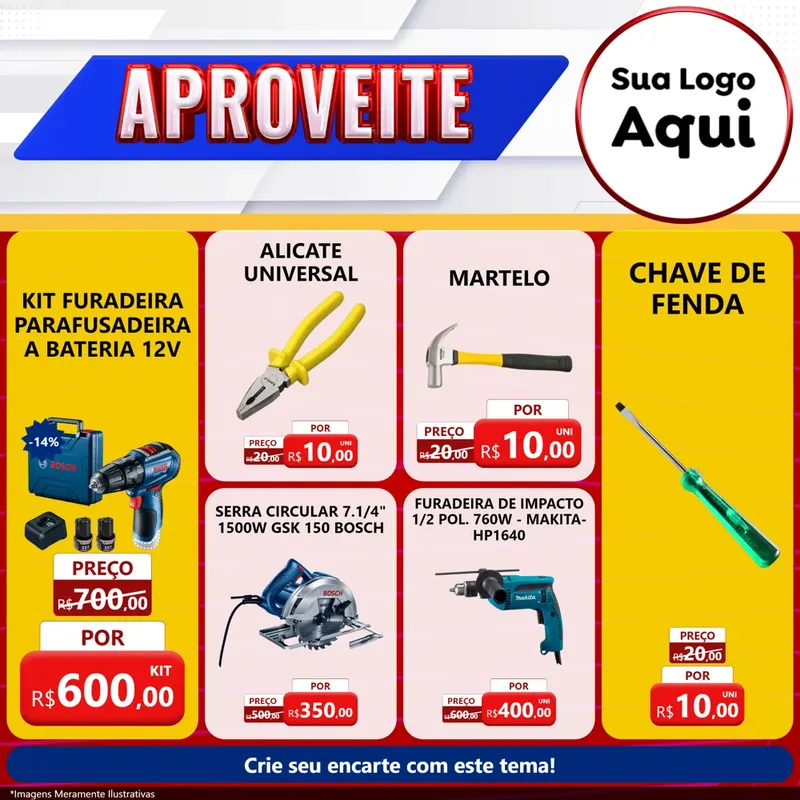 Modelo de Rede Social para Feed Facebook com o tema Aproveite para Maquinas e Ferramentas