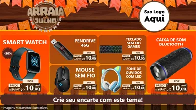 Modelo de TV para TV Horizontal com o tema Arraiá de Julho - Junina para Informática