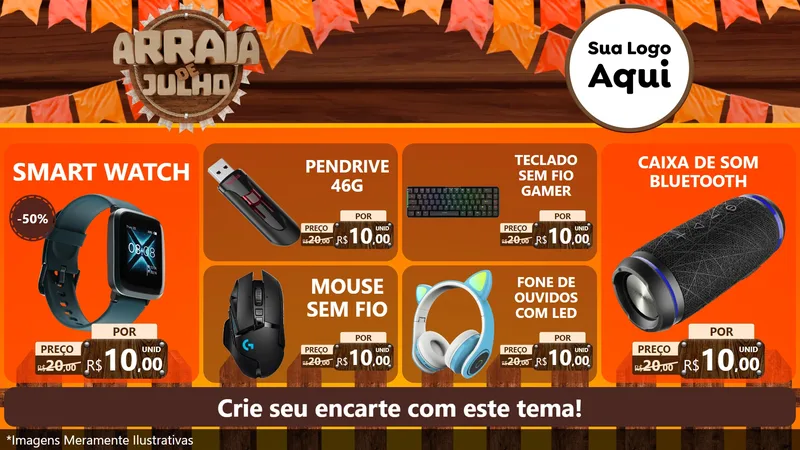 Modelo de TV para TV Horizontal com o tema Arraiá de Julho - Junina para Informática